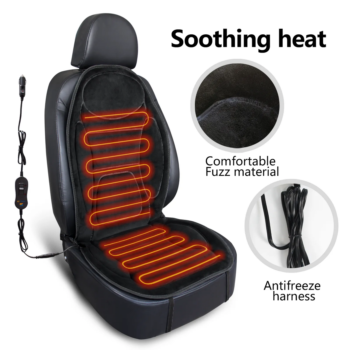 Heated Seat Cushion 02 l Comfortable Heated Seat Cover, Winter Seat Warmer for Seat with Auto Shut Off Timer, Universial Fit, Fast heating, Quickly warm-up