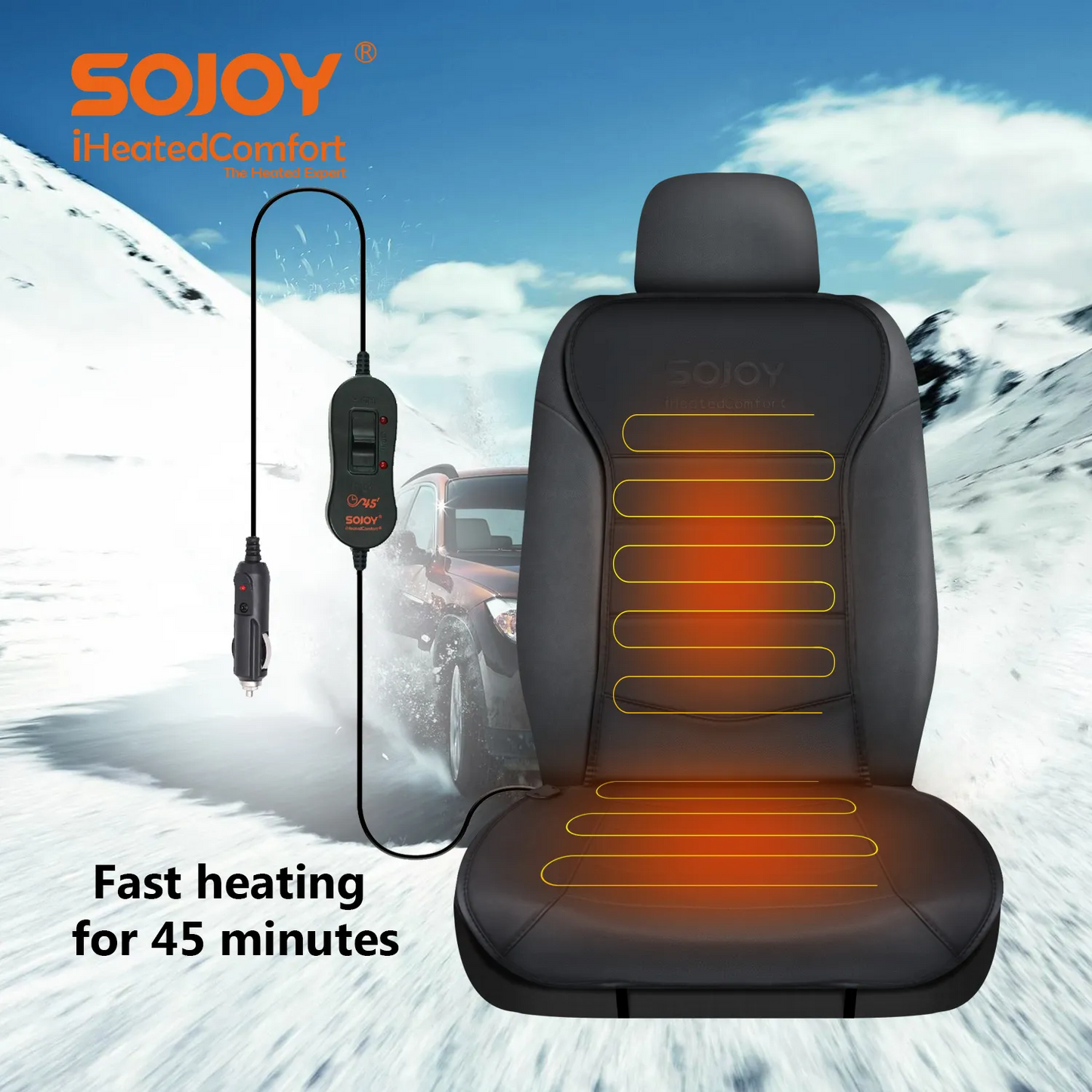 Heated Seat Cushion 04 l Comfortable Heated Seat Cover, Winter Seat Warmer for Seat with Auto Shut Off Timer, Universial Fit, Fast heating, Quickly warm-up