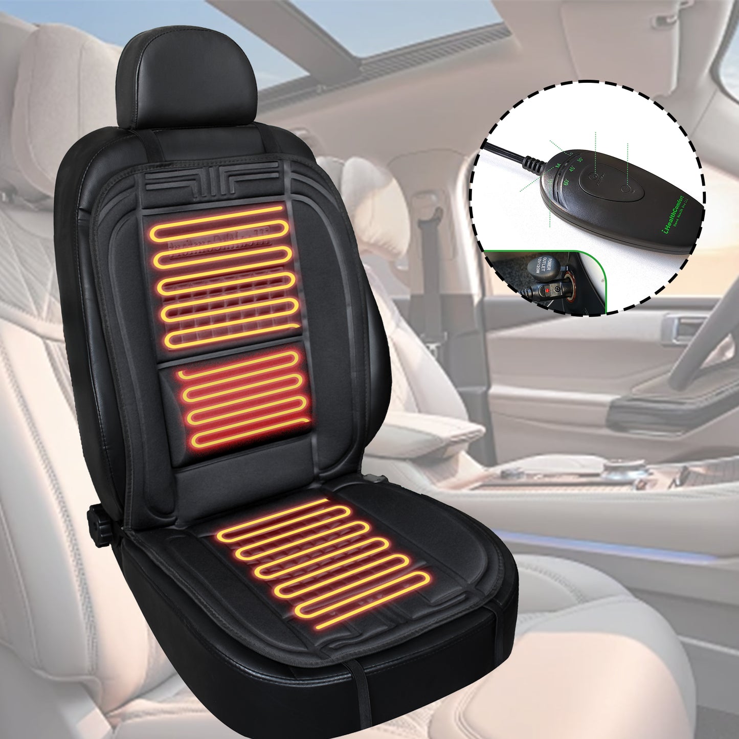 Heated Seat Cushion 01 l Comfortable Heated Seat Cover, Winter Seat Warmer for Seat with Auto Shut Off Timer, Universial Fit, Fast heating, Quickly warm-up